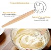 Danish Dough Whisk Set Mixoo Large Double Eye Bread Mixer Set with Stainless Steel Dough Bench Scraper Hand Crafted Bread Lame with 4 Replaceable Blades for Cake Bread Pastry
