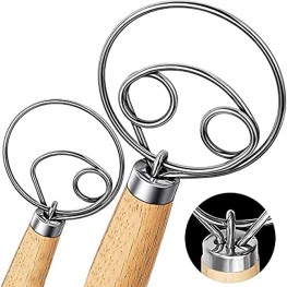 Dough Whisk Bread Mixer And Egg Beater,Stainless Steel,Kitchen Baking Tools Blender For Bread Pastry Pizza Making 2 Pack