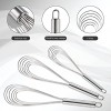 Flat Whisk Set 8''+10''+12'' Stainless Steel Egg Whisks Dootafy 3 Pack Tiny Whisks with 6 Wires Pan Sauce Whisk Metal Kitchen Tools for Beating Eggs Blending Whisking and Stirring