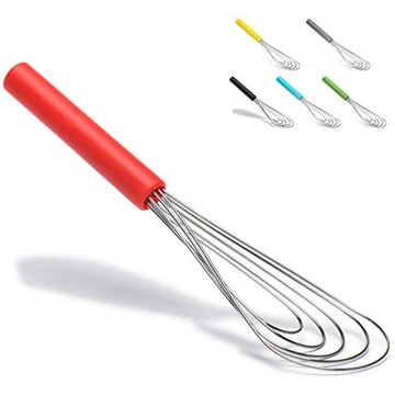 Flat Whisk Silicone Handle Non Slip 10 5 Wires Whisk with 10 Heads for Kitchen Cooking Color Red by Jell-Cell