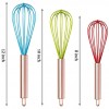 OYV Whisk Wisk Whisks for Cooking Small Silicone Whisk Set 3 Pack Sturdy Colored Balloon Plastic Whisk for Blending Whisking Beating Stirring Cooking Baking Aqua