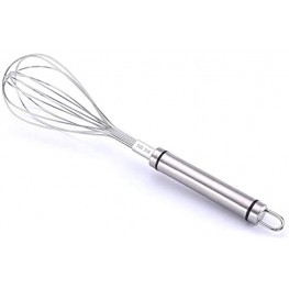 Stainless Steel Whisk with Hanging Hook Very Sturdy Kitchen Whisk With 12-Wires Medium Size Mixing Balloon Whisk Mixer for Baking Cooking Blending Whisking Beating 10-Inch