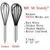 TEEVEA Upgraded 3 Pack Very Sturdy Kitchen Silicone Whisk Balloon Wire Whisk Set Egg Beater for Blending Whisking Beating Stirring Cooking Baking