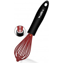 Walfos Silicone Whisk Stainless Steel Wire Whisk Heat Resistant Kitchen Whisks for Non-stick Cookware Balloon Egg Beater Perfect for Blending Whisking Beating Frothing & Stirring 8.5" Red