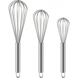 YLYL 3 Pcs Large Small Metal Mini Whisk Sets Stainless Steel Egg Wire Tiny Whisks for Cooking Baking Professional Whisking Wisk Kitchen Tool Utensil Beater Balloon Whisker Wisks Wisker for Stirring