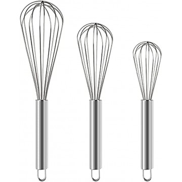 YLYL 3 Pcs Large Small Metal Mini Whisk Sets Stainless Steel Egg Wire Tiny Whisks for Cooking Baking Professional Whisking Wisk Kitchen Tool Utensil Beater Balloon Whisker Wisks Wisker for Stirring