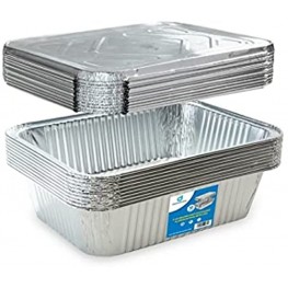 10 5-lb Oblong Deep Disposable Aluminum Pans with Lids Foil Pans perfect for baking cooking food and storage container