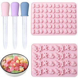 2 Pcs Pink Non-Stick Fruit Silicone Gummy Mold,Mini Small Animal Silicone Mold,with Three droppers 2 molds are shipped randomly