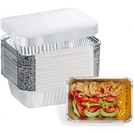 20 Pack Small Aluminum Pans Disposable Takeout Containers 7"×5" 1.5 LB Recyclable Tin Foil Pans with Lid 20 Pans and 20 Lids Foil Food Containers for Restaurants Meal Prep Freeze