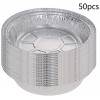 50 Pack Round Aluminum Foil Pans Disposable Containers with Straight Walls for Storing Baking Meal Prep Reheating Freezer Oven Safe