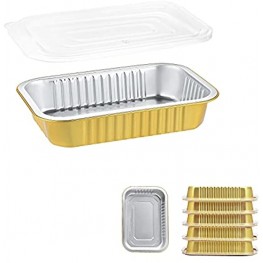 7x5 Sturdy Foil Pans + Snap-On Lids 5 Pack | 2X Thicker Heavy Duty Reusable Foil Tins 20oz | Grill Oven Microwavable Multi-Use Pan Pot Container | Disposable Aluminum Foil Pans for Baking Cooking