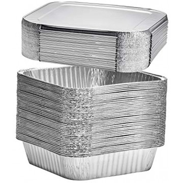 8 Square Disposable Aluminum Cake Pans Foil Pans perfect for baking cakes roasting homemade breads | 8 x 8 x 2 in with Flat Lids 20 count