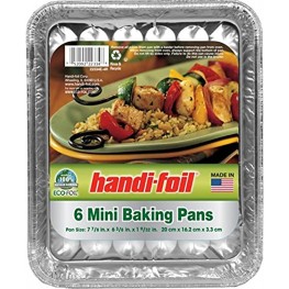 Handi-Foil 22334.010 Mini Baking Pans 1.28" Height 6.38" Width 7.9" Length 6 Count