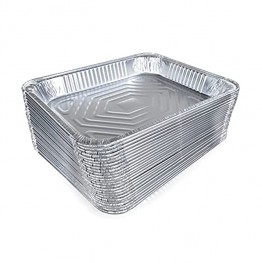 IDL Packaging Half-Size Aluminum Steam Table Pans − Shallow 13" x 11" x 1.5" Pack of 25 − Disposable Foil Pan for Grilling Roasting BBQ Cooking Baking Freezing − Food-Safe Catering Supplies