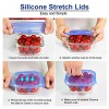 [12Pack] Longzon 12pcs Silicone Stretch Lids Rectangular Reusable Durable Rectangular Food Storage Covers for Bowls Cups Cans Fit Different Sizes & Shapes of Container Dishwasher & Freezer Safe