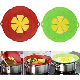 2Pcs Spill Stopper Lid Cover,Boil Over Safeguard,Silicone Spill Stopper Pot Pan Lid Multi-Function Cooking Tool,Kitchen Gadgets for Cooking Lover,Parents,Friends Green& Red