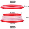 Collapsible Microwave Splatter Cover Microwave Cover for Food Fruit Drainer BPA-Free Dishwasher Safe 10.5 inch GREY+RED