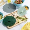 Goodful Universal Silicone Lids Pans Heat Reusable Suction Seal Covers for Bowls Pots Cups-Food Grade Dishwasher Safe 3 Piece 3pc set Multicolor
