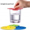 ME.FAN Silicone Cup Lids Circle Cup Cover [5 Set] Anti-dust Airtight Seal Mug Cover Hot Cup Lids Spoon Holder Silicone Drink Bowl Lids Bright Colors