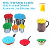 Microwave Covers Silicone Food Lids sets 5 Colorful Combo for Bowl Cup Pot Skillet Airtight Seal Super Suction Lid