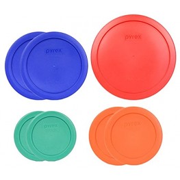 Pyrex 1 7402-PC 6 7 Cup Red 2 7201-PC 4 Cup Cobalt Blue 2 7200-PC 2 Cup Orange 2 7202-PC 1 Cup Green Food Storage Lids 7 Pack