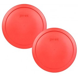 Pyrex 7402-PC Red Round Storage Replacement Lid Cover fits 6 & 7 Cup 7" Dia. Round 2-Pack
