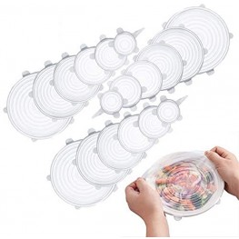 Silicone Stretch Lids. 18 Pack to Keeping Food Fresh. Reusable durable and expandable silicon to fit various sizes of bowl covers cups canneds pot and pans in dishwasher microwave and Freezer