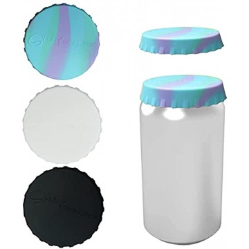 Soda Beverage Beer Saver Can Lids Silicone Can Stopper Covers with No Spill Fits standard Soda Beverage Beer cans 3 Pack Black White Camouflage Green