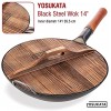 YOSUKATA Cast Iron Wok Cover Premium Wok Cover 14 inch Pan Lid Wooden Wok Lid 14 inch with Ergonomic Handle Condensate-free 14 inch Pan Lid Durable Wok Accessories for Genuine Asian Cooking
