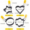 4-piece omelet ring mold non-stick frying pan， egg-shaped pancake maker with handle can fry round heart-shaped flower five-pointed star egg mold rings stainless steel egg-shaped for frying