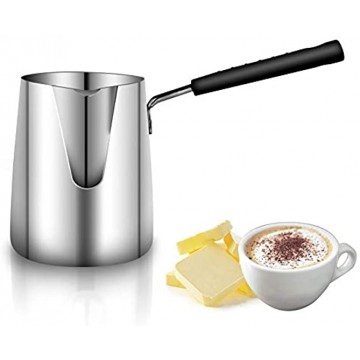AMAZINGCATS 0.35 L 0.32 QT Stainless Steel Butter and Coffee Warmer Turkish Coffee Pot,Mini Butter Melting Pot and Milk Pot with Spout -6.34oz