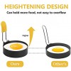 Baokai Heighten Nonstick Egg Rings for Griddle Set of 4 Fried Egg Molds for Egg Mcmuffins Stainless Steel Egg Molds with Silicone Brush and Anti-scalding Handle Egg Cooker Ring Round