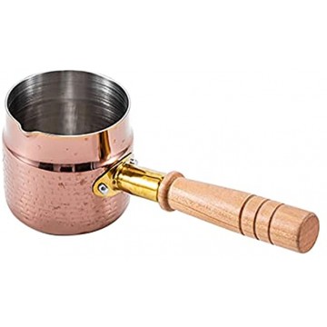 Butter Warmer Portable Stainless Steel Kitchen Mini Milk Chocolate Melting Pot with Wooden Handle & Spout Tri-Ply Stainless Steel Heavy Duty Saucepan