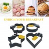 DflowerK Professional Egg Ring Circle Heart Flower Star Shapes 4 Pack Nonstick Egg Maker Molds with Silicone Handle for Egg Frying Shaping Griddle Mcmuffin Sandwiches Omelette Pancake Burger Yellow