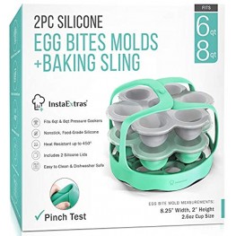 Egg Bite Molds Compatible With Instant Pot Ninja Foodi and Pressure Cookers 5-Qt 6-Qt 8-Qt 2 Pack Set Silicone Mold Lid and Silicon Sling Mould For Egg-Bites Sous Vide Eggbite Muffin