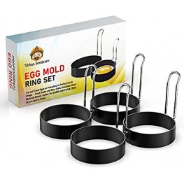 Egg Mold Ring Set 4 Pack – Fry and Cook Eggs or Pancakes in Perfect Circle Shape – Food Grade Non-Stick Stainless-Steel Material Round Cooker for Griddle and Frying Pan | Easy to Use and to Clean