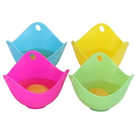 Egg Poacher Kmeivol Perfect Poached Egg Maker Non-Stick Poached Eggs Cups Microwave Egg Poacher BPA Free Silicone Egg Poacher Cups Set of 4  Blue Green Yellow Rose Red