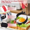 Egg Rings for Griddle 4-Pack Stainless Steel Round Egg Ring for Cooking Non-stick Circle Shaper Frying Poached Egg Molds Set with Anti-scald Handle and Silicone Oil Brush