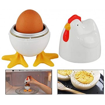 HOME-X Chicken With Legs Design Microwave Egg Cooker for a Single Hard-Boiled Egg Cute Animals BPA Free Dishwasher Safe-Single Meals