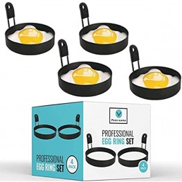 JORDIGAMO Professional Egg Ring Set For Frying Shaping Eggs Round Egg Cooker Rings For Cooking Stainless Steel Non Stick Mold Shaper Circles For Fried Egg McMuffin Sandwiches Egg Maker Molds
