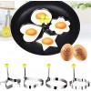 Lancoon Fried Egg Ring 5 Packs Egg Mold Stainless Steel with Handle Egg Shaper Pancake Maker for Breakfast English muffins Sandwich Burger Frying Cooking Camping