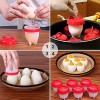 LANJILIFE Egg Cooker Hard Boiled Eggs without the Shell,Silicone Boiled Steamer Eggies BPA Free 6PCS Set Egg Poachers Cooker Silicone Non-stick Egg Boiler Cookers