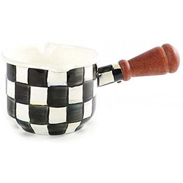 MacKenzie Childs Courtly Check Enamel Butter Warmer 4.25 dia 8 wide, long 3.25 tall 2 cup capacity