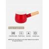 MDZF SWEET HOME 4-Inch Enamel Milk Pot Non-stick Mini Saucepan Butter Warmer with Wooden Handle Small Cookware 17Oz Red