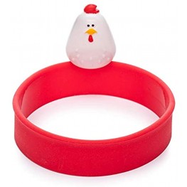 MSC International Doodle Doo Nonstick 50666 Joie Eggy 3.5" Non-Stick Silicone Compact Egg Ring with Folding Handle Red
