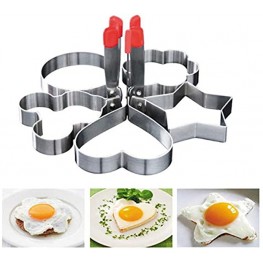 OBTANIM Stainless Steel Fried Egg Ring Mold Omelette Pancake Rings Cute Shape Egg Mold Cooking Tools for Breakfast Frying Sandwiches Griddle 5 Pcs