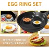 QIXIAN Egg Rings for Frying Eggs and Egg Mcmuffins Non Stick Metal Round Egg Cooker Ring for Breakfast Nonstick Round Egg Shaper Mold with Anti-scald Handle and Oil Brush 4 Pack