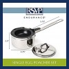 RSVP International Endurance Single Egg Poacher Set | Glass Lid with Steam Vent | Perfectly Poached Eggs | Includes Stainless Steel Pan | Dishwasher Safe
