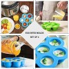 Silicone Egg Bite Molds Set of 4,Steamer Rack With Heat Resistant Handle And Spoon Reusable Sous Vide Egg Mold With Lid For Instant Pot 5,6,8qt 8.3 Inch