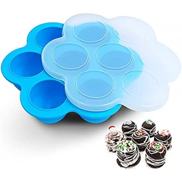 Silicone Egg Bites Molds Sous Vide Egg Poacher Reusable Food Storage Freezer Tray with Lid Blue